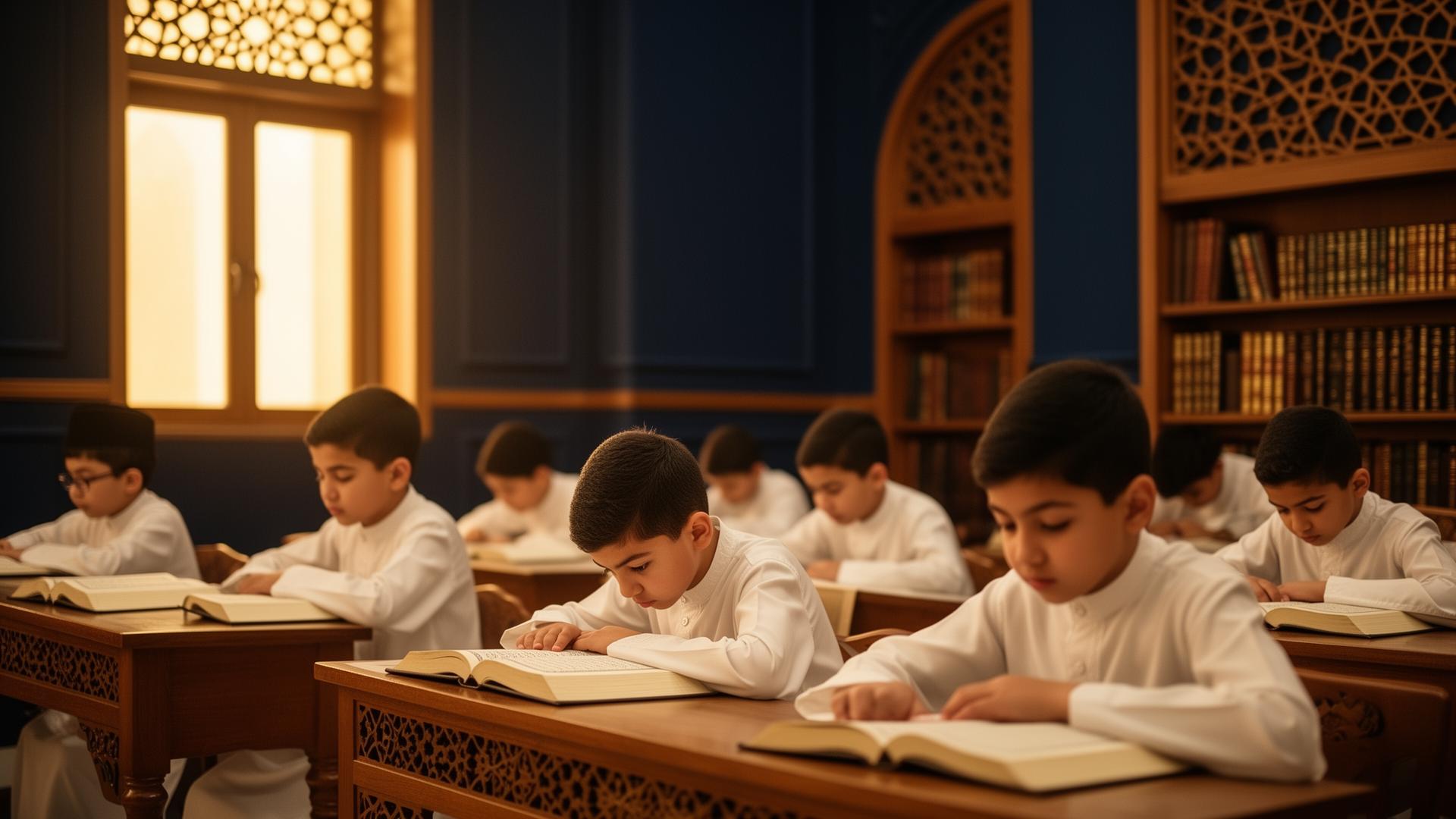 Students of Madaniyya Academy studying Qur'an